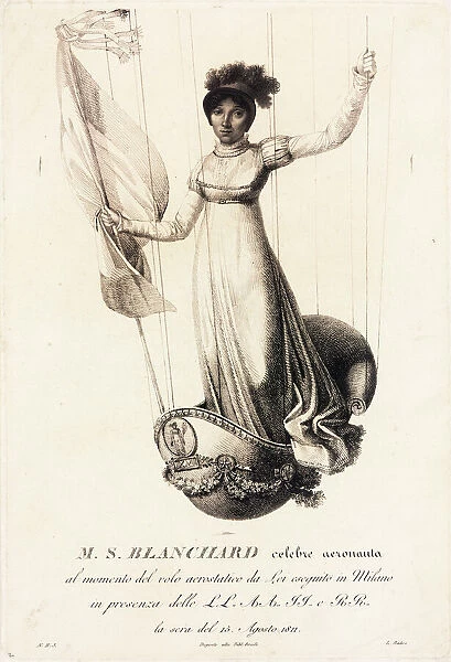 Sophie Blanchard in balloon ascent, Milan