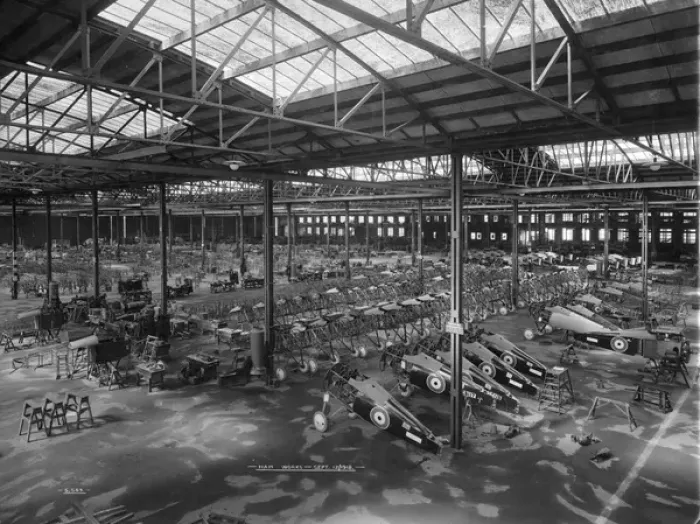 Framed Print : Sopwith Snipe and Salamander fuselages in the Ham works Framed Print : Sopwith Snipe and Salamander fuselages in the Ham works