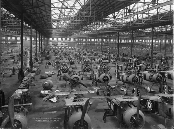 Framed Print : Sopwith Snipe and Salamander fuselages in the Ham works Framed Print : Sopwith Snipe and Salamander fuselages in the Ham works