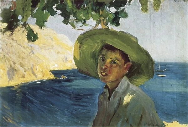 SOROLLA, Joaqu�(1863-1923). Boy with Hat. Post-Impressioni