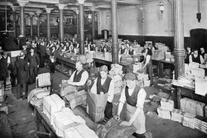 Framed Print : Sorting & packing newspapers overnight at W H Smith Framed Print : Sorting & packing newspapers overnight at W H Smith
