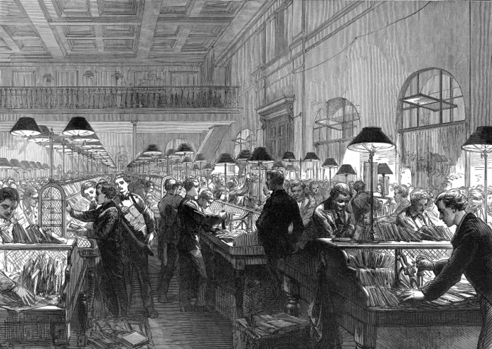 Framed Print : Sorting room at the General Post Office Framed Print : Sorting room at the General Post Office