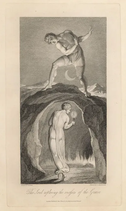 Framed Print : The Soul exploring the recesses of the Grave Framed Print : The Soul exploring the recesses of the Grave
