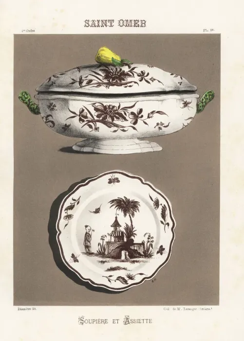 Framed Print : Soup dish and plate from Saint Omer, France Framed Print : Soup dish and plate from Saint Omer, France