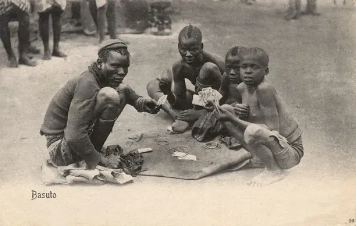 Framed Print : South Africa - Sotho Boys play cards for arm bangles Framed Print : South Africa - Sotho Boys play cards for arm bangles