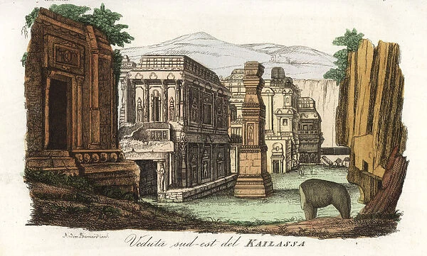South-east view of the Kailasa temple, Ellora