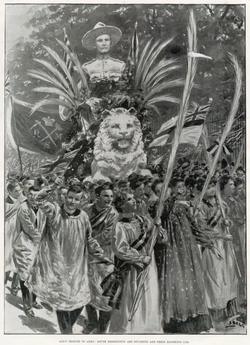 Framed Print : South Kensington Arts Students marching through London, with a bust of Major-General Framed Print : South Kensington Arts Students marching through London, with a bust of Major-General