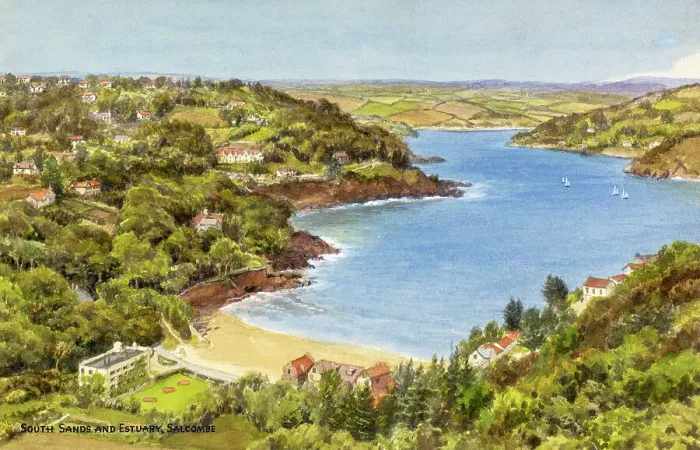 Framed Print : South Sands and Estuary, Salcombe, Devon Framed Print : South Sands and Estuary, Salcombe, Devon
