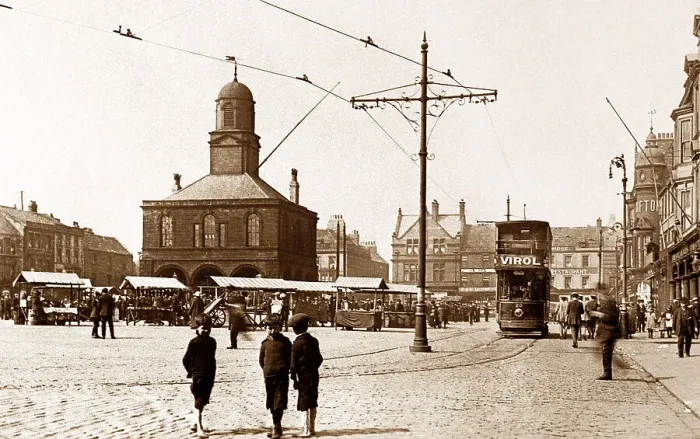 Framed Print : South Shields Market Place early 1900s Framed Print : South Shields Market Place early 1900s