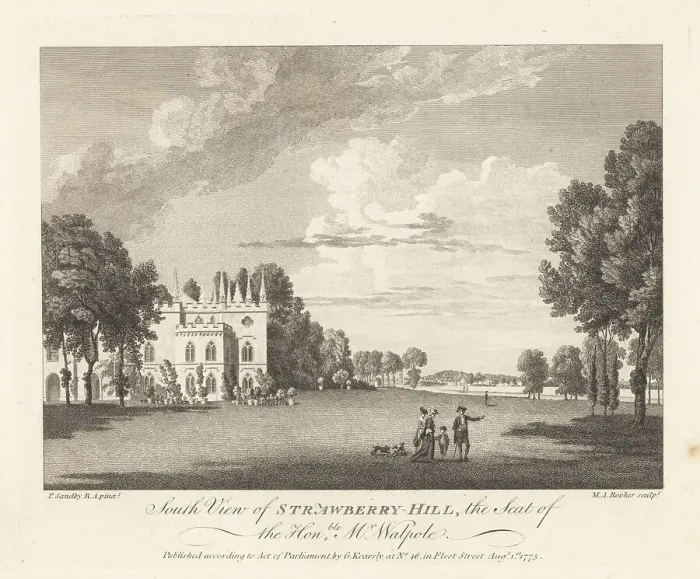Framed Print : South view of Strawberry Hill, Twickenham, 18th century Framed Print : South view of Strawberry Hill, Twickenham, 18th century