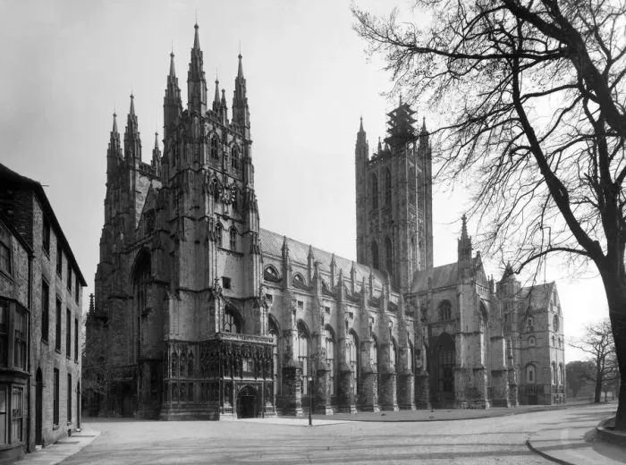 Framed Print : South West view of Canterbury Cathedral, Canterbury, Kent, England. Date: late 1940s Framed Print : South West view of Canterbury Cathedral, Canterbury, Kent, England. Date: late 1940s