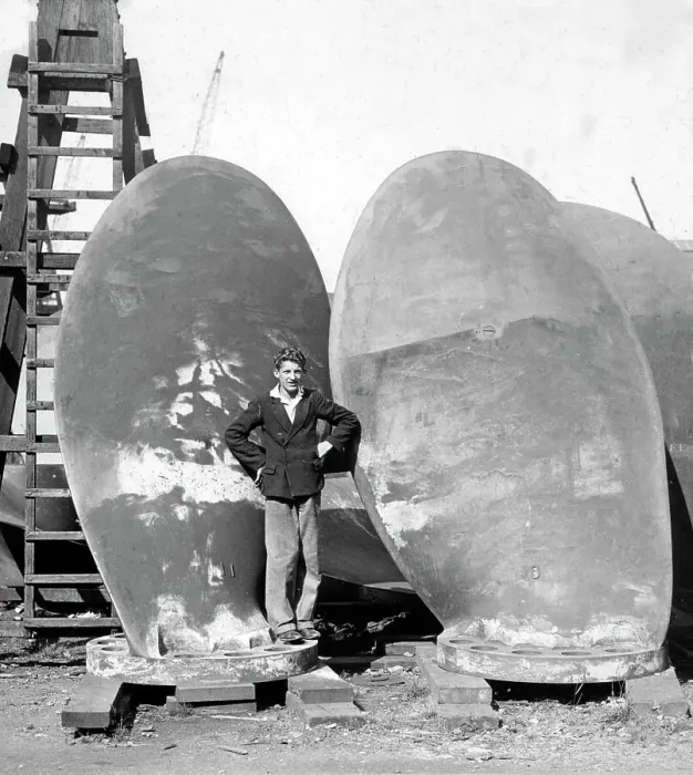 Framed Print : Southampton RMS Olympic propeller Blades probably 1932 Framed Print : Southampton RMS Olympic propeller Blades probably 1932