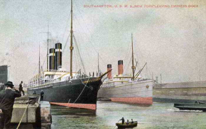 Framed Print : Southampton, USMS New York Leaving Empress Dock Framed Print : Southampton, USMS New York Leaving Empress Dock