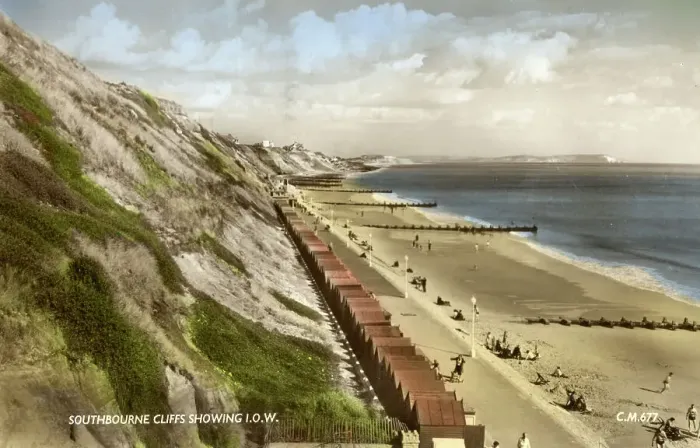 Framed Print : Southbourne Cliffs showing Isle of Wight Framed Print : Southbourne Cliffs showing Isle of Wight