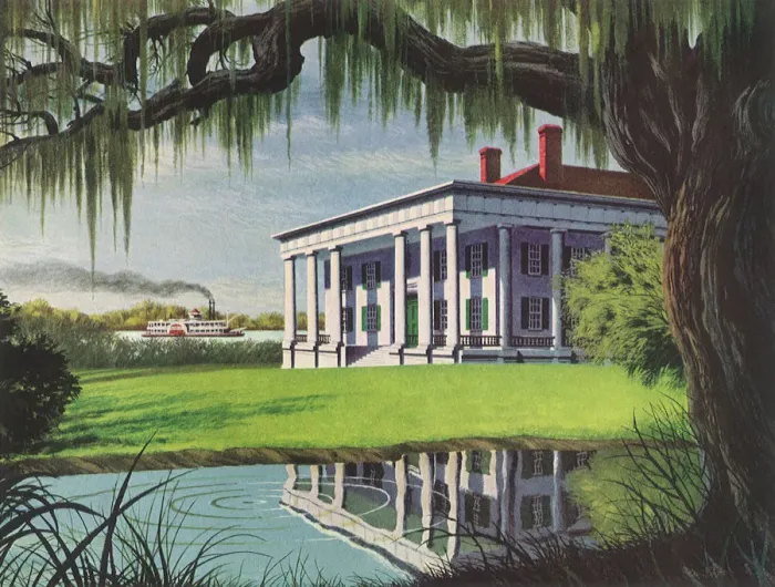 Framed Print : Southern Home on River Date: 1948 Framed Print : Southern Home on River Date: 1948