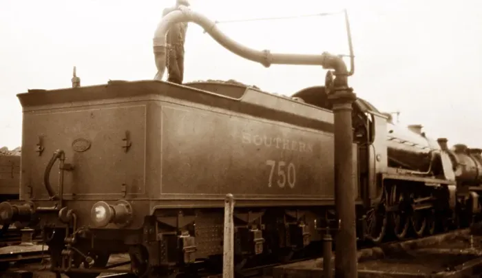Framed Print : Southern Railway locomotive filling with water Framed Print : Southern Railway locomotive filling with water