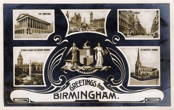 Souvenir postcard, Birmingham, West Midlands, UK