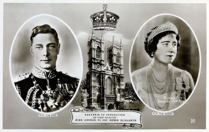 Framed Print : Souvenir postcard of the Coronation of King George VI Framed Print : Souvenir postcard of the Coronation of King George VI