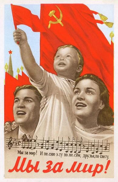Soviet Propaganda Poster We Want Peace 7199207 Framed Prints