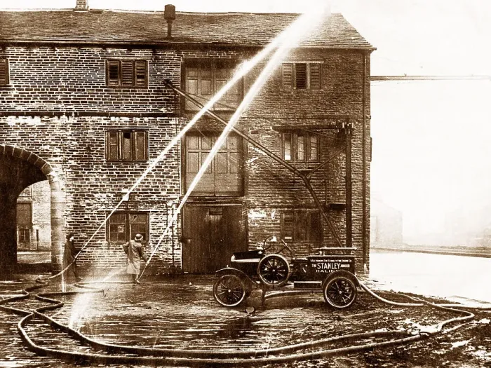 Framed Print : Sowerby Bridge - Canal Wharf - Fire engine