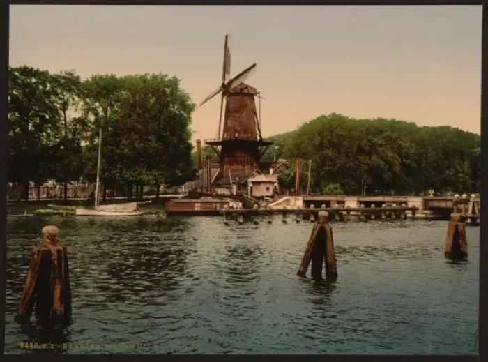 Framed Print : The Spaarne and windmill, Haarlem, Holland Framed Print : The Spaarne and windmill, Haarlem, Holland