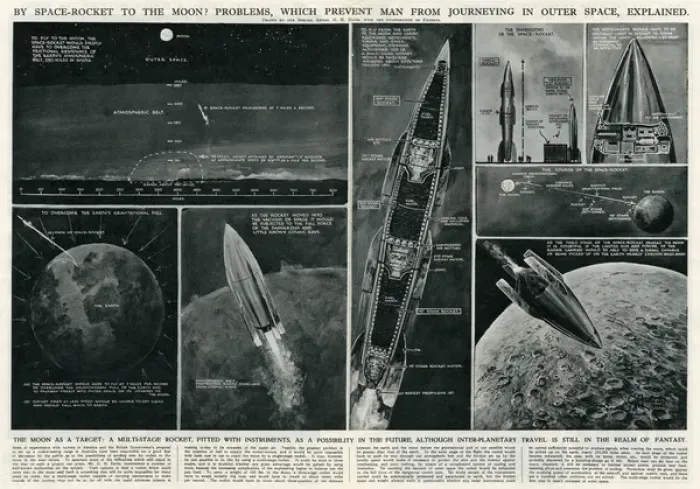 Framed Print : Space rocket to the Moon 1946 Framed Print : Space rocket to the Moon 1946