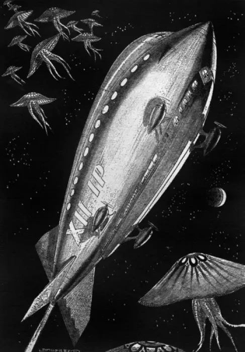 Framed Print : Spaceship & Creatures Framed Print : Spaceship & Creatures
