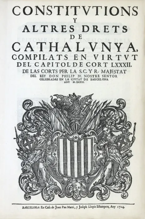 Framed Print : Spain (1702). Constitutions y altres Drets de Framed Print : Spain (1702). Constitutions y altres Drets de