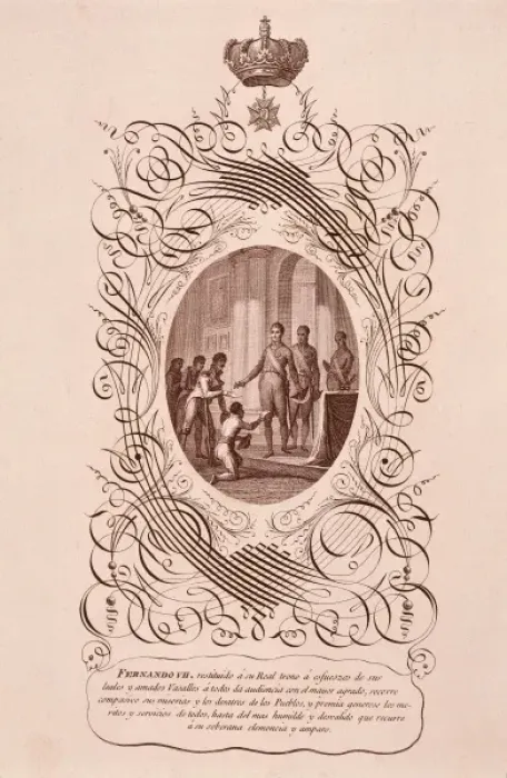Framed Print : Spain (1814). Fernando VII restored in his throne Framed Print : Spain (1814). Fernando VII restored in his throne
