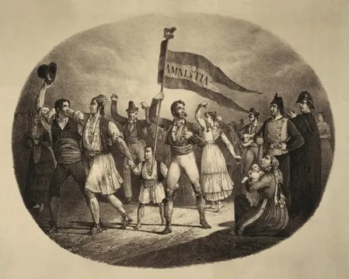Framed Print : Spain (1832). Amnesty granted by the queen Maria Framed Print : Spain (1832). Amnesty granted by the queen Maria