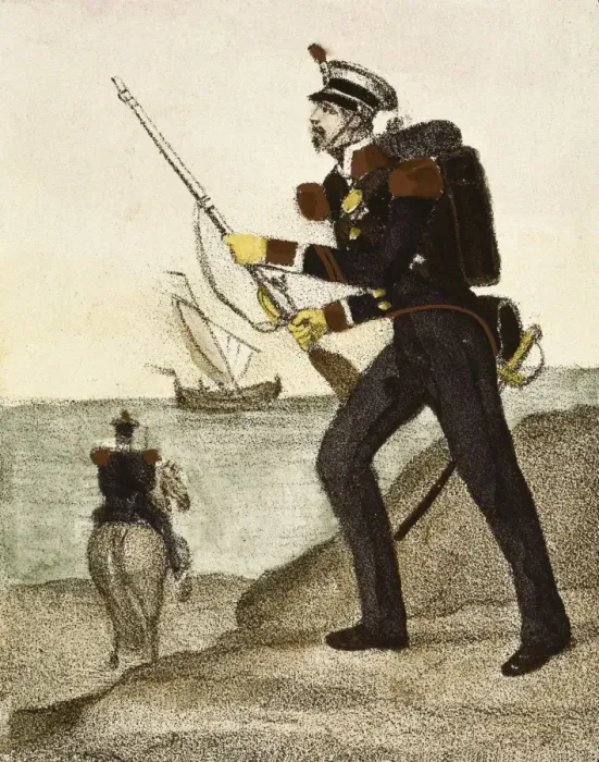 Framed Print : Spain (1833). Carabiniers of coasts and borders Framed Print : Spain (1833). Carabiniers of coasts and borders