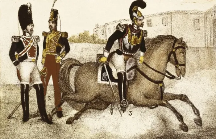 Framed Print : Spain (1833). Royal Guard. Grenadiers on horseback