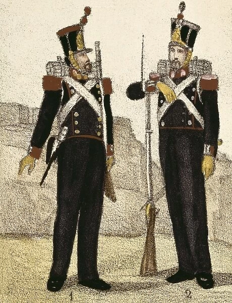 Spain (1833). Uniforms of artillery and engineers