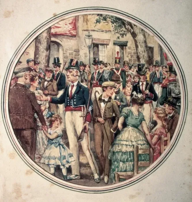 Framed Print : Spain (1840). Allegory of the Corpus Procession Framed Print : Spain (1840). Allegory of the Corpus Procession