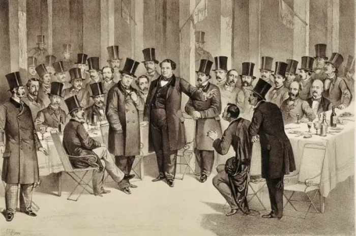Framed Print : Spain (1863). Banquet of the Progressist Party Framed Print : Spain (1863). Banquet of the Progressist Party