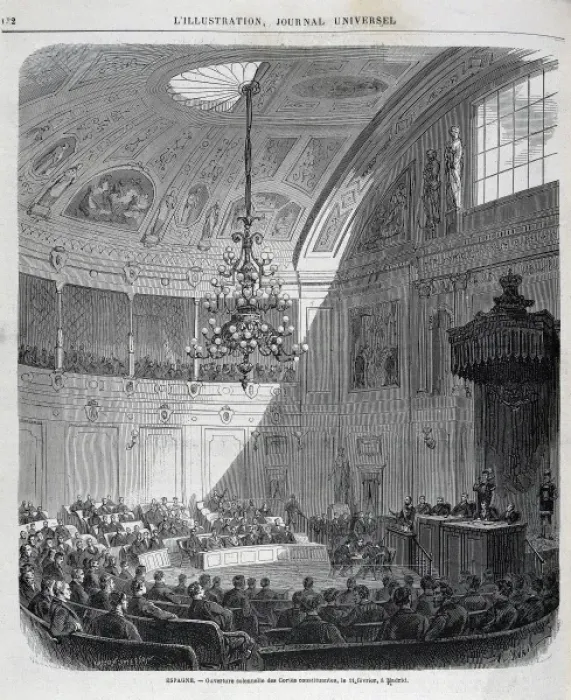 Framed Print : Spain (1869). Opening of the Constitutional Assembly Framed Print : Spain (1869). Opening of the Constitutional Assembly