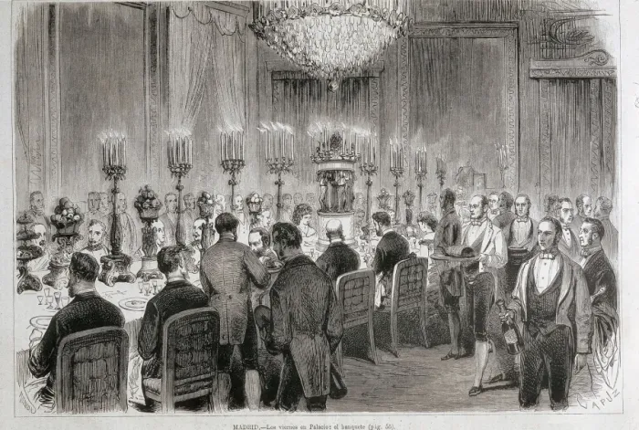 Framed Print : Spain (1872). Banquet in the Royal Palace of Framed Print : Spain (1872). Banquet in the Royal Palace of