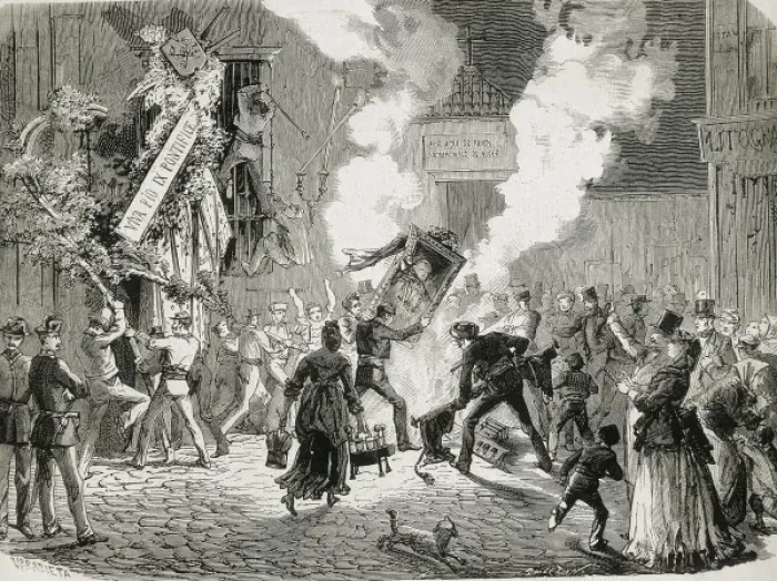 Framed Print : Spain (1873). First Republic. Anticlerical demonstration Framed Print : Spain (1873). First Republic. Anticlerical demonstration