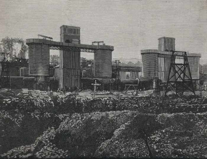 Framed Print : Spain (1883). Biscay. Mining industry. Iron factory Framed Print : Spain (1883). Biscay. Mining industry. Iron factory