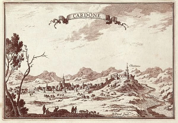 Spain (19th c. ). Cardona. The village and the