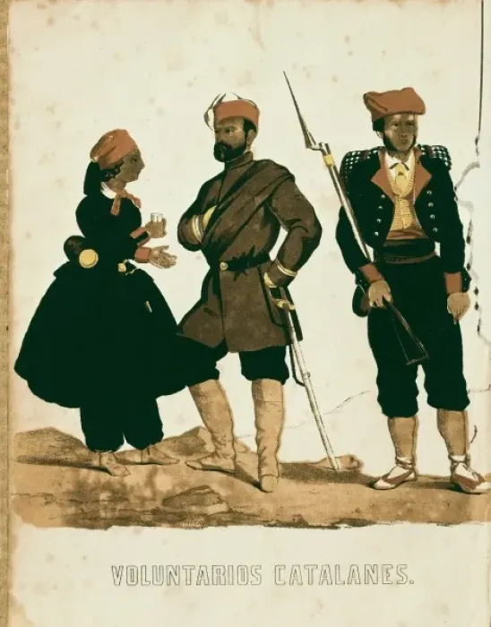 Framed Print : Spain (19th c. ). Catalan volunteers of the War Framed Print : Spain (19th c. ). Catalan volunteers of the War