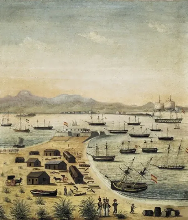 Framed Print : Spain (19th c. ). Cᤩz. Shipyards in Puntales Framed Print : Spain (19th c. ). Cᤩz. Shipyards in Puntales