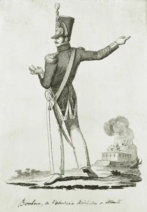 Framed Print : Spain (19th c. ). Fireman of the royalist volunteers Framed Print : Spain (19th c. ). Fireman of the royalist volunteers