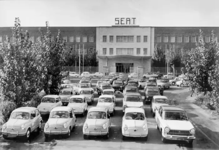 Framed Print : Spain (20th century). Economy (1957). SEAT car Framed Print : Spain (20th century). Economy (1957). SEAT car