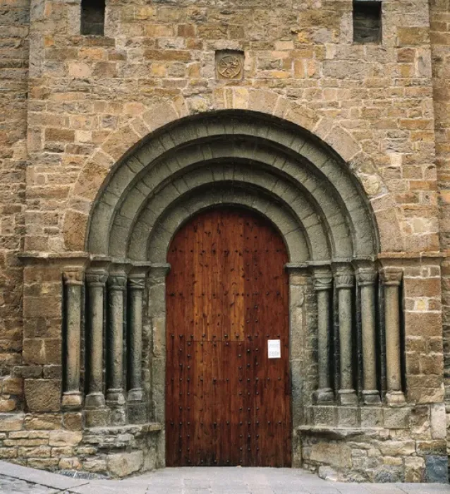 Framed Print : Spain. Ainsa. Church of Saint Mary. Main entrance Framed Print : Spain. Ainsa. Church of Saint Mary. Main entrance