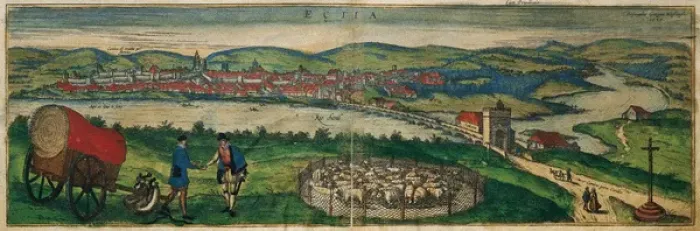 Framed Print : Spain. Andalusia. Ecija and Genil river. Map, 1576 Framed Print : Spain. Andalusia. Ecija and Genil river. Map, 1576