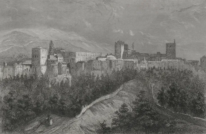Framed Print : Spain, Andalusia. Panoramic view of the Alhambra of Granada Framed Print : Spain, Andalusia. Panoramic view of the Alhambra of Granada