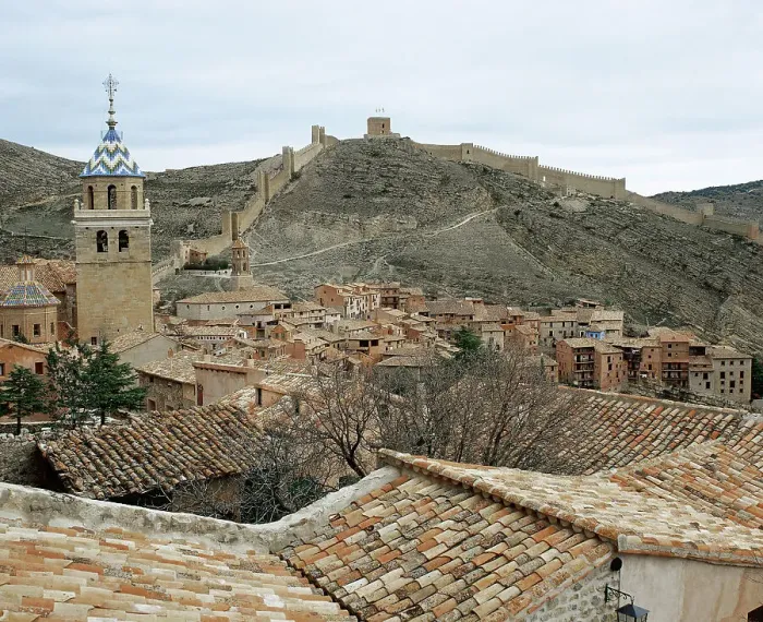 Framed Print : Spain, Aragon, Albarracin. Panoramic view of the village Framed Print : Spain, Aragon, Albarracin. Panoramic view of the village
