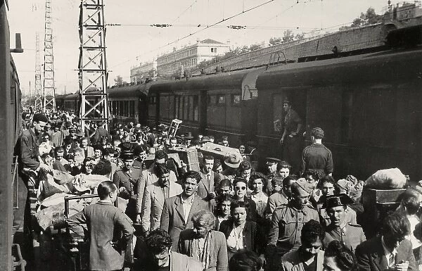 Spain. Atocha Station in Madrid. Emigrants on their way to Europe. Photography