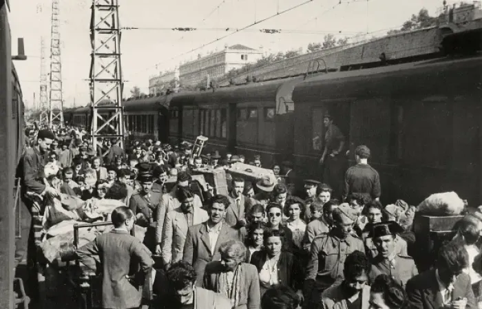 Framed Print : Spain. Atocha Station in Madrid. Emigrants on their way to Europe. Photography Framed Print : Spain. Atocha Station in Madrid. Emigrants on their way to Europe. Photography